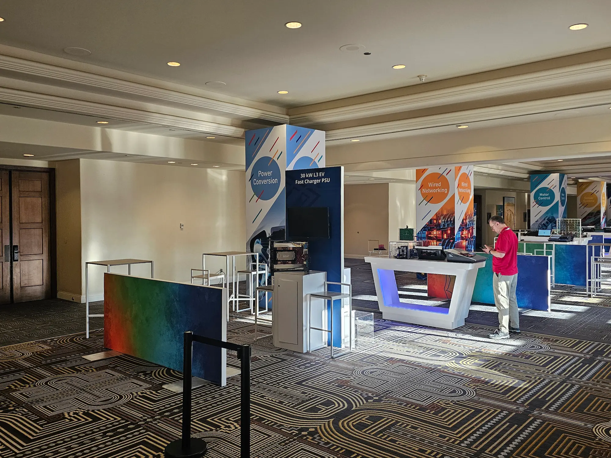 Microchip Masters corporate event vendor management in action with custom fabricated display stations and branded signage set up by Highway 85 Productions