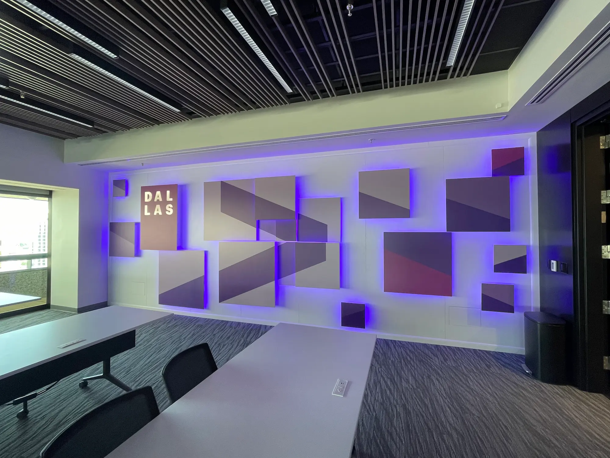 Accenture permanent office interior installation with custom fabrication and office environmental branding by Highway 85 Productions