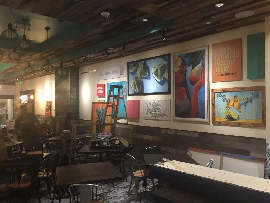 Chevy's restaurant interior branding installation with custom large format wall graphics, branded artwork displays, and permanent commercial fabrication by Highway 85 Productions