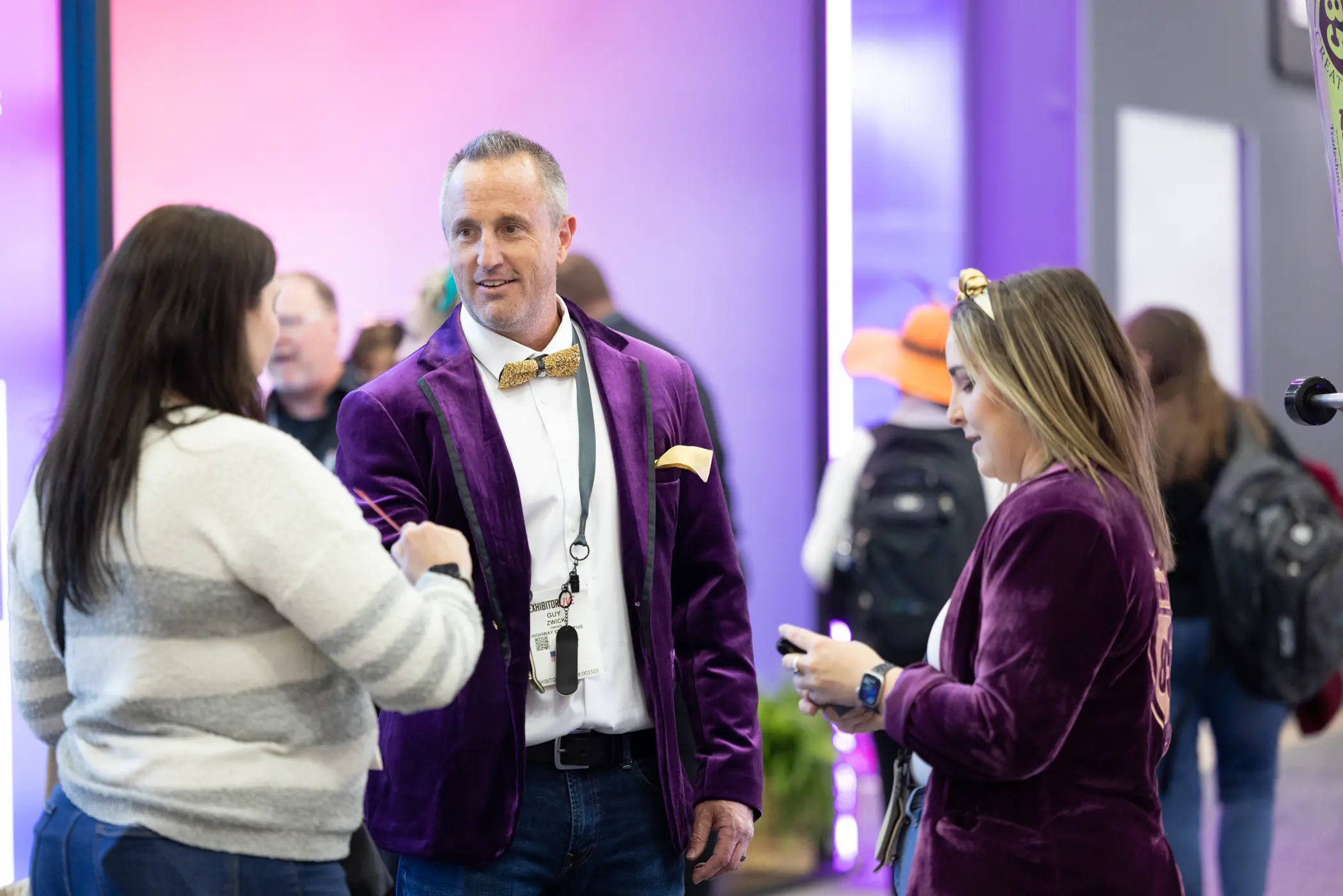 Highway 85 Productions founder Guy Zwick connecting with agency partners at a trade show event representing the long-term agency fabrication partnership model